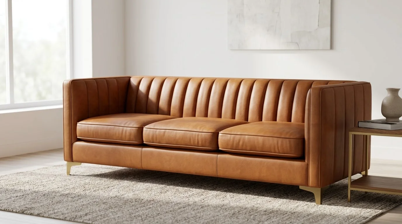 Cognac Leather Sofa